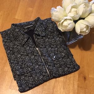 💝Express Black Zip Up Pocket Blouse !